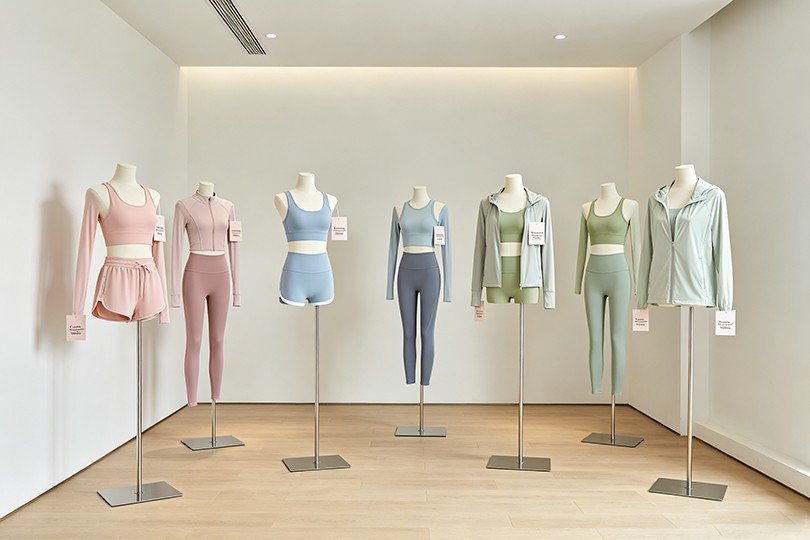 Custom sportswear showroom and activewear product development display