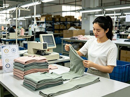 Sportswear production line with experienced sewing operators