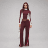 OEM Women's Activewear Set Custom Zip-Up Jacket & Wide Leg Workout Pants