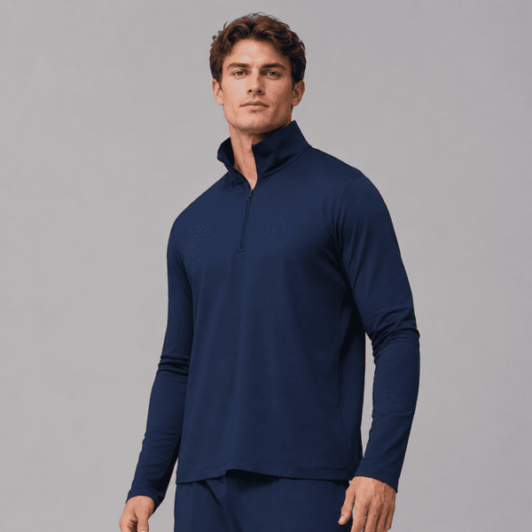 Custom Men's Workout Training Top Quarter Zip Long Sleeve Shirt OEM ODM