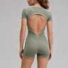 Custom Women’s Open Back Yoga Jumpsuit OEM ODM Activewear Romper