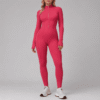 Custom Women’s Zip Front Long Sleeve Yoga Jumpsuit OEM ODM Sculpting Activewear