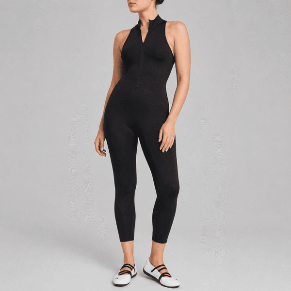 Custom Women’s Sleeveless Zip Front Yoga Jumpsuit OEM ODM Sculpting Activewear