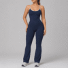 Custom Women’s Flared Yoga Jumpsuit OEM ODM Spaghetti Strap Activewear Bodysuit