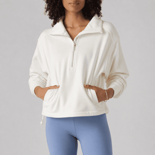 Custom Women's Half Zip Oversized Sweatshirt Athleisure Pullover OEM ODM