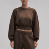 Custom Women's Cropped Crewneck Sweatshirt Athleisure Pullover OEM ODM