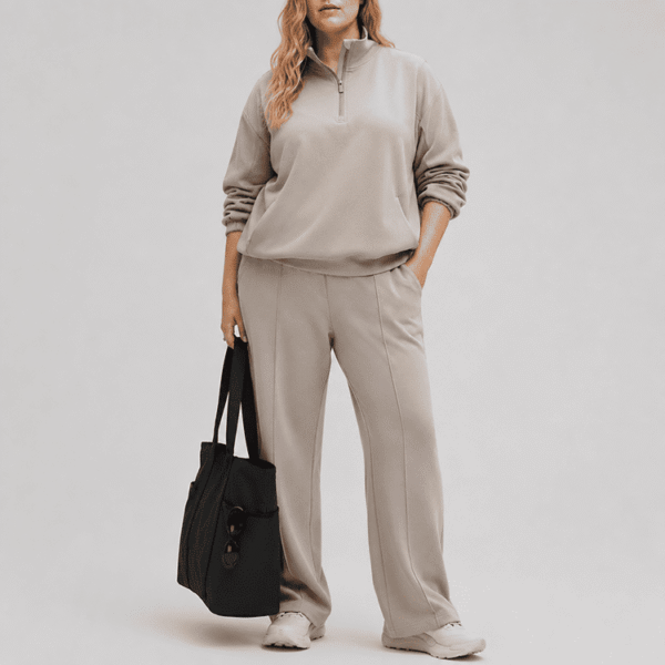 Custom Women’s Half Zip Loungewear Set OEM ODM Relaxed Fit Sweat Set