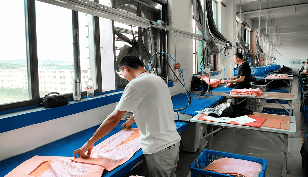 finished product Ironed in sportswear manufacturing