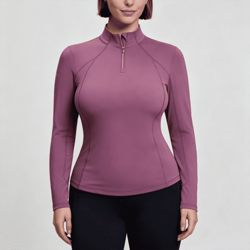 Custom Women's Quarter Zip Equestrian Base Layer Long Sleeve Riding Shirt OEM ODM