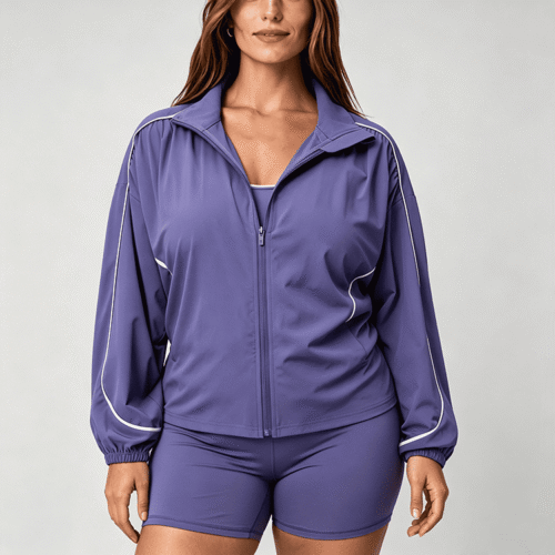 Custom Plus Size Activewear Set OEM ODM Zip-Up Workout Tracksuit