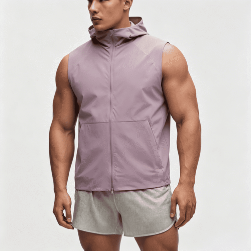 Custom Men's Sleeveless Zip Up Hoodie Gym Training Vest OEM ODM