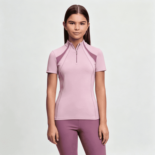 Custom Girls Equestrian Base Layer Short Sleeve Riding Shirt OEM ODM