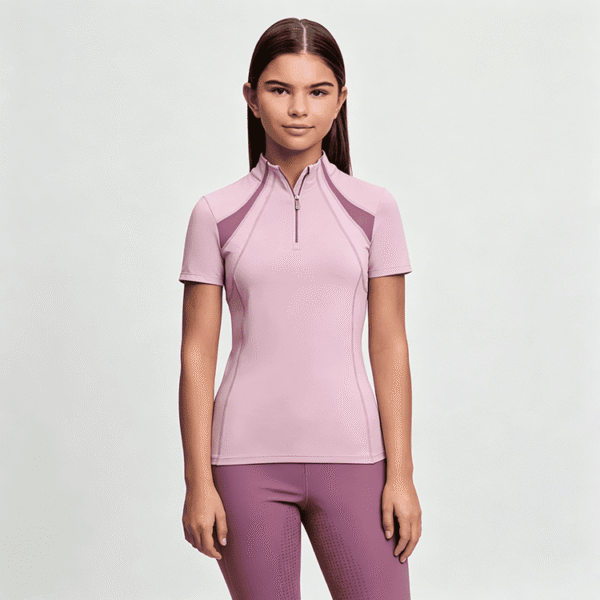 Custom Girls Equestrian Base Layer Short Sleeve Riding Shirt OEM ODM
