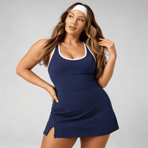 Custom Plus Size Tennis Dress OEM ODM Built-In Bra Activewear